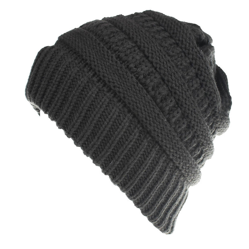 Klassische Winter Herbst Trendy Chunky Stretchy Kabel Stricken Beanie Hut BeanieTail Weiche Chaotisch Hohe Brötchen Pferdeschwanz Beanie Hut Dropshipping