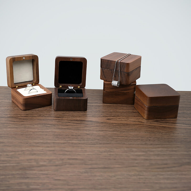Holz Schmuck box hochzeit ring box Ohrring Ringe Box Schmuck Organizer Box Luxus schmuck geschenk verpackung Box Armband paket