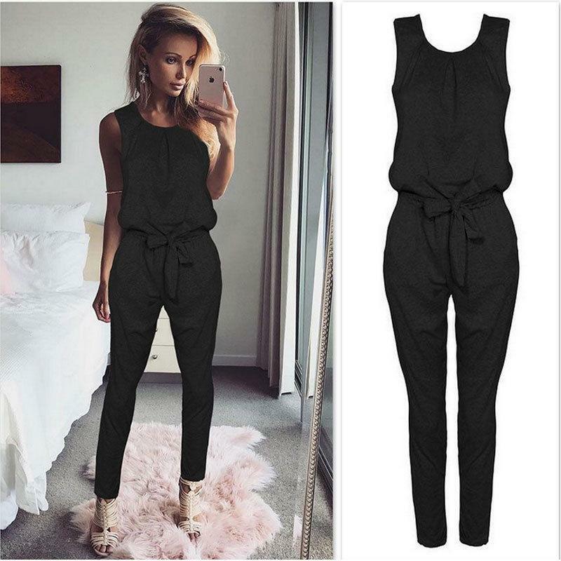 Summer Rompers Womens Jumpsuit Sexy Ladies Casual Elegant Sleeveless Long Trousers Plus Size S -Xl