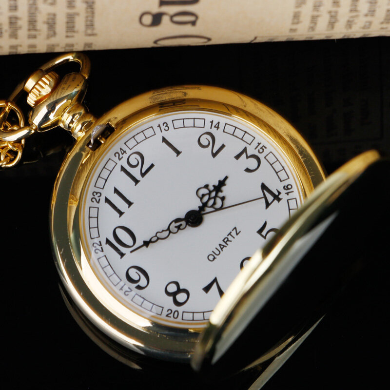 Relógio de bolso quartzo aço liso, Vintage Roman Number Dial Pingente, Fob Chain Relógio Presentes