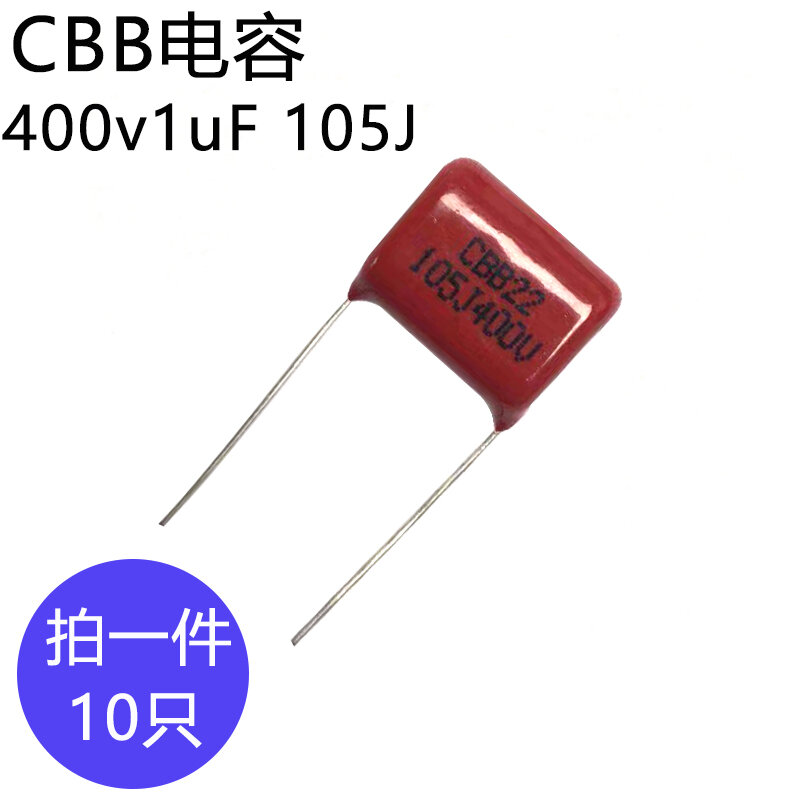 Condensador de película condensador CBB 400v1uF, 15mm, paso de pie, 105J