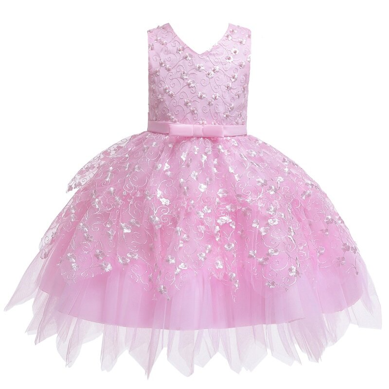 Vestido de festa princesa, vestido de festa para crianças, noite bordado, vestido infantil para meninas, casamento, flor
