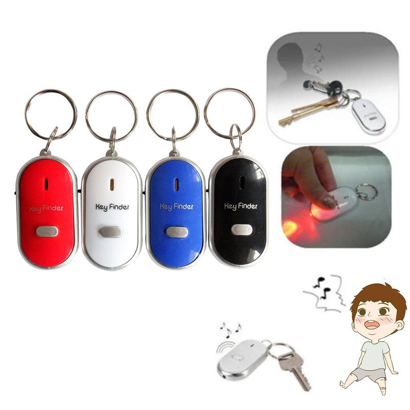 LED Whistle Key Finder Blinkt Piepen Sound Control Alarm Anti-Verloren Schlüssel Locator Finder Tracker mit Schlüssel Ring Mini keychain