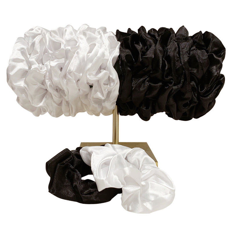 20 pçs/set clássico preto branco de alta qualidade elástico cabelo scrunchies para as mulheres laços de cabelo faixa de borracha acessórios de corda de cabelo