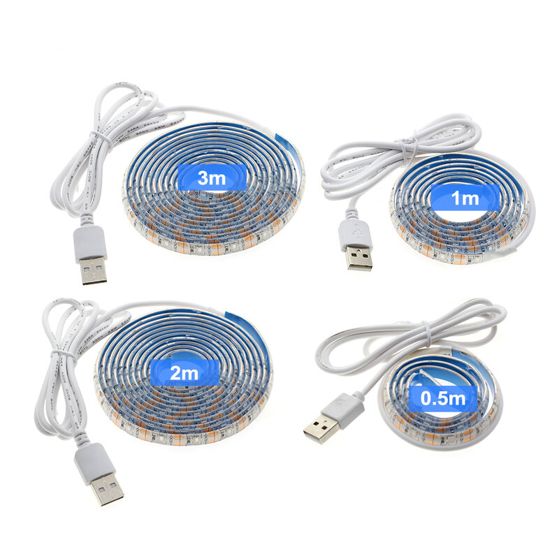 UV LED 스트립 라이트, 방수 보라색 리본, DJ 형광용 자외선 USB 로프 테이프, 5V DC 2835, 0.5m, 1m, 2m