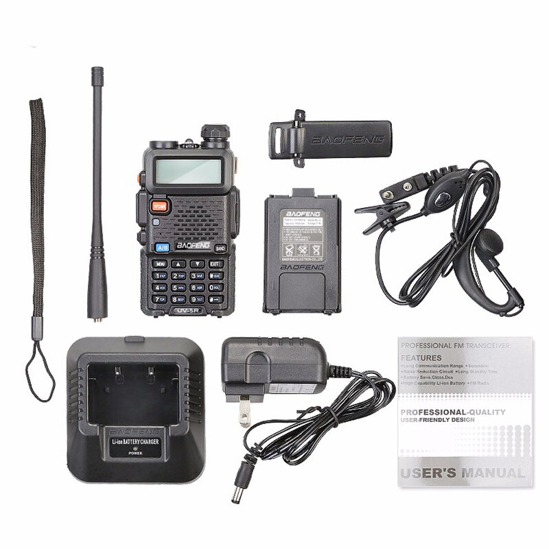 Baofeng-walkie-talkie UV-5R 5W,デュアルバンド136-174 & 400-520mhz uv5r 128ch vox懐中電灯uv,10個