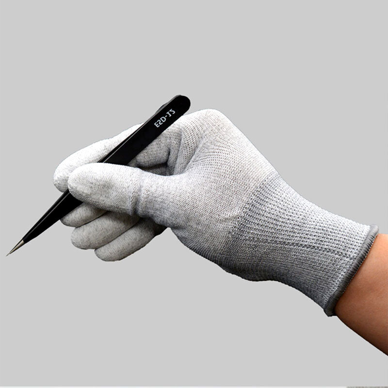12 par antystatycznych ESD bezpieczne rękawice antypoślizgowe PU powlekane palcami na komputer PC elektroniczne prace naprawcze rękawice