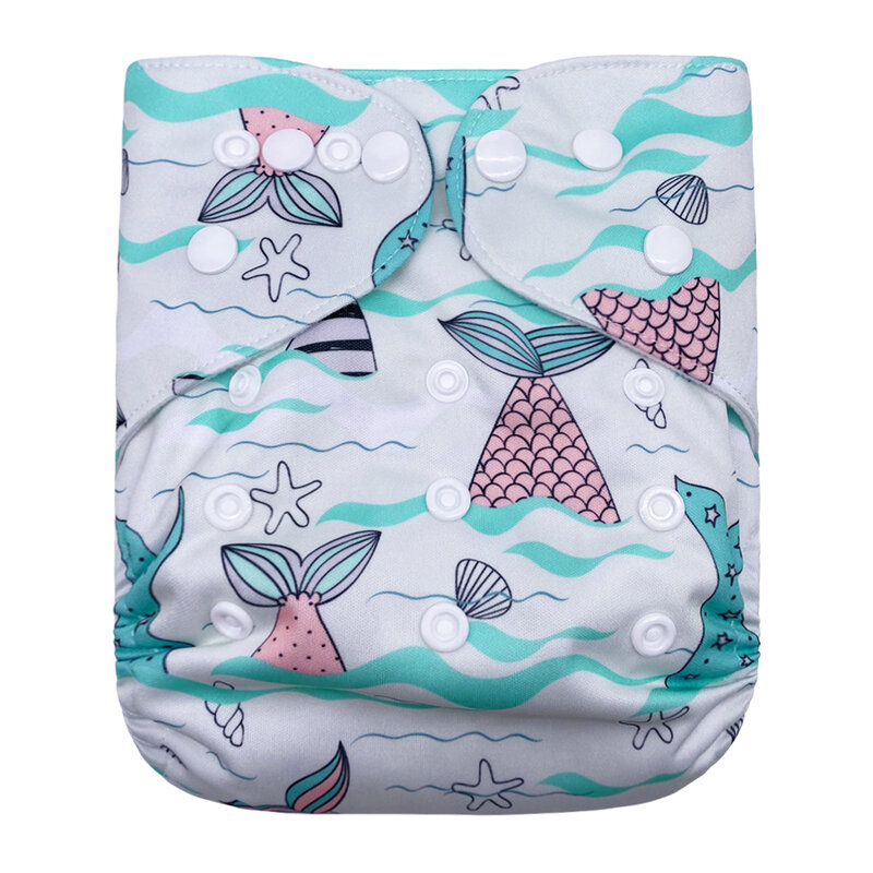 Goodbum-pañal de Tela con estampado de zorro pequeño, ajustable, lavable, broches de doble fila, para bebé