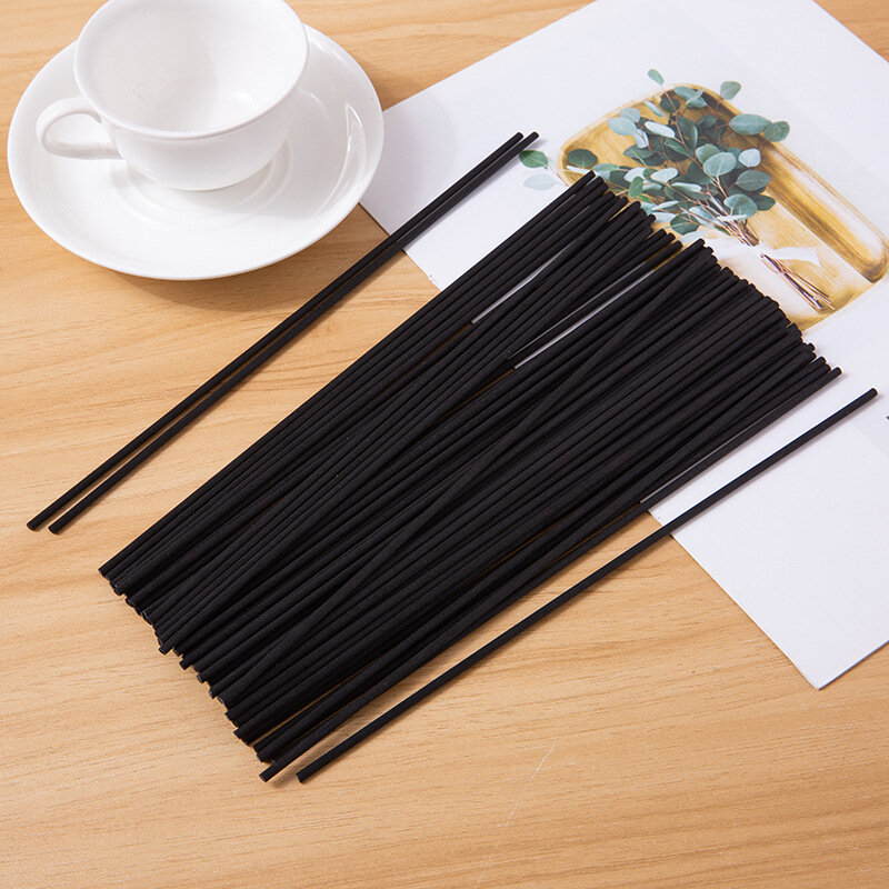 Varas pretas do Rattan da fibra para o ambientador, difusor de lingüeta, fragrância home, 5mm, 4mm, 3mm, diâmetro, 40 cm, 35 cm, 30 cm, 25cm, 50pcs
