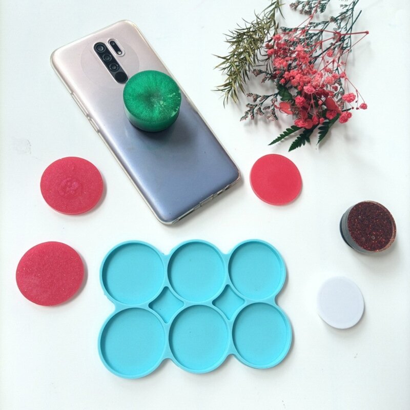 Round Coaster Resin Epoxy Silicone Molds 6-Bundle Disc Circle Tray with Hole Jewelry Casting Necklace Pendant Keychain Charms No