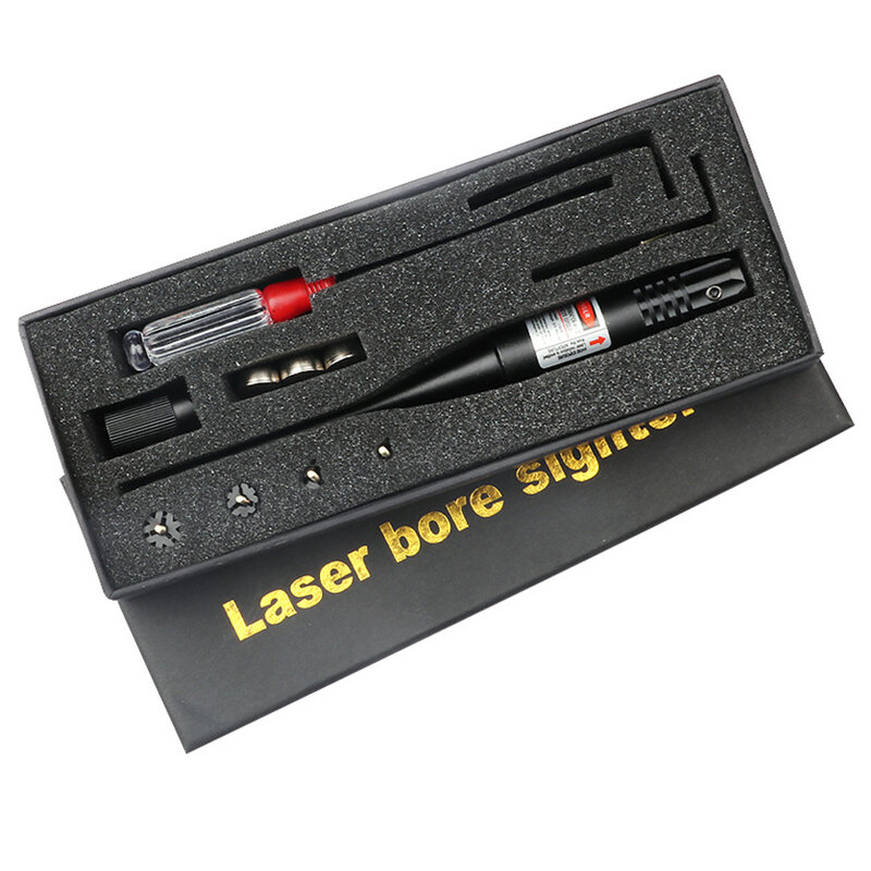 1 conjunto ajustáveis adaptadores rifles laser vermelho furo sighter colimador kit com caixa levar mira laser para. 22 a. 50 calibre rifies