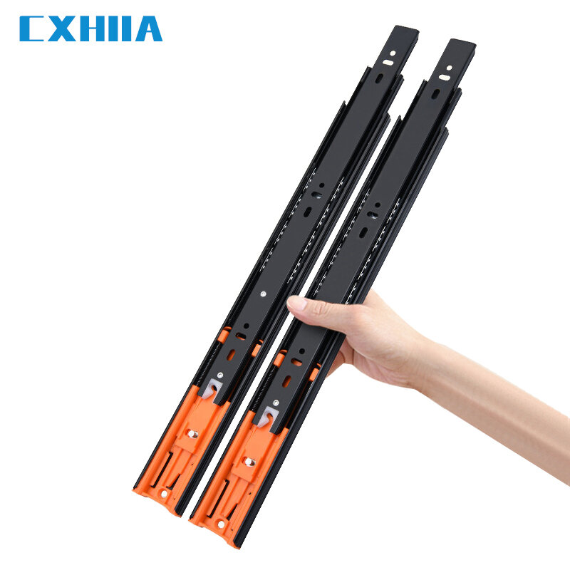 CXHIIA 45mm Soft Close Ball Bearing Drawer Runners, 3 Folds Full Extension, Side Mount, 45kg Load Capacity, Furniture Slide