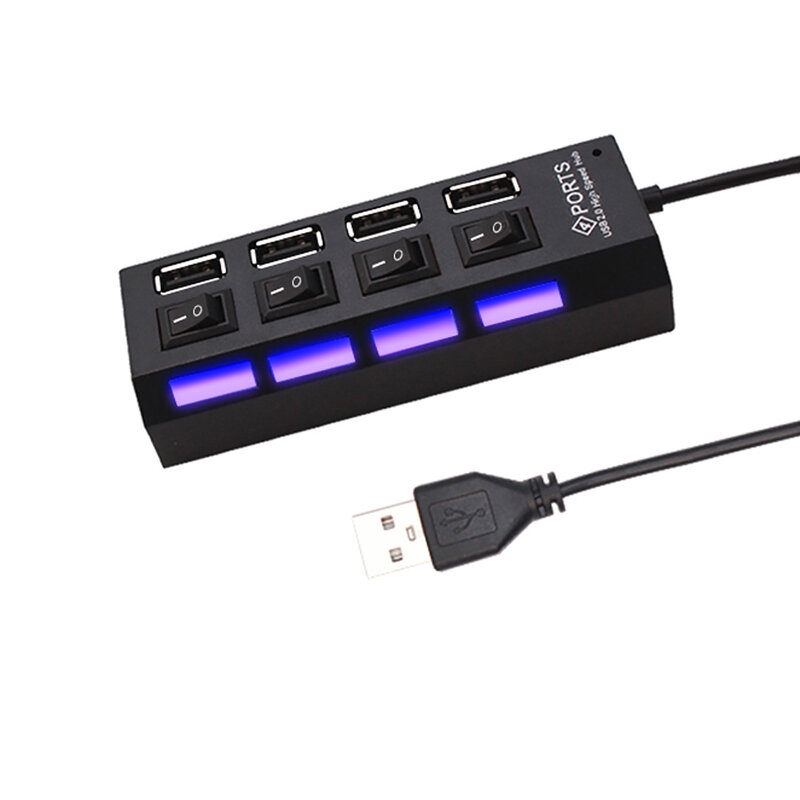 USB 2.0 허브 2.0 멀티 USB 분배기 허브, 전원 어댑터 사용, 4/7 포트 다중 확장기 2.0, PC용 스위치 포함