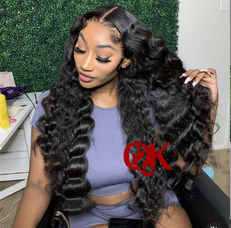 QueenKing Hair Deep Wave Lace Front Wig Human Hair Wigs For Black Women 13x4 Deep Wave Glueless Lace Wigs Prelucked Hairline