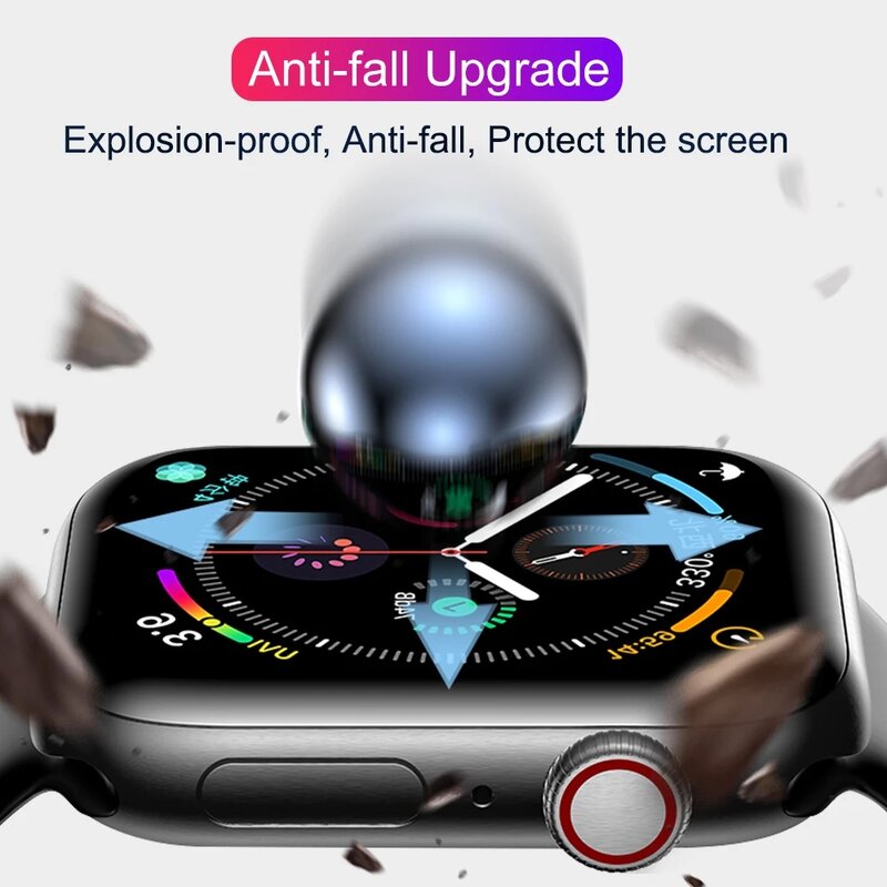 Protector de pantalla de cubierta completa 3D para Apple watch, película protectora de pantalla suave de vidrio no templado para Iwatch 4/5/6/SE, 7, 5, 4, 40MM, 44MM
