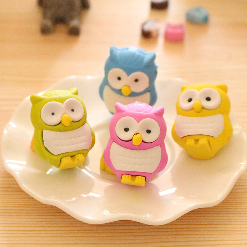 1 pcs cartoon creative cute animal owl children Eraser student rubber stationery wholesale student prizes