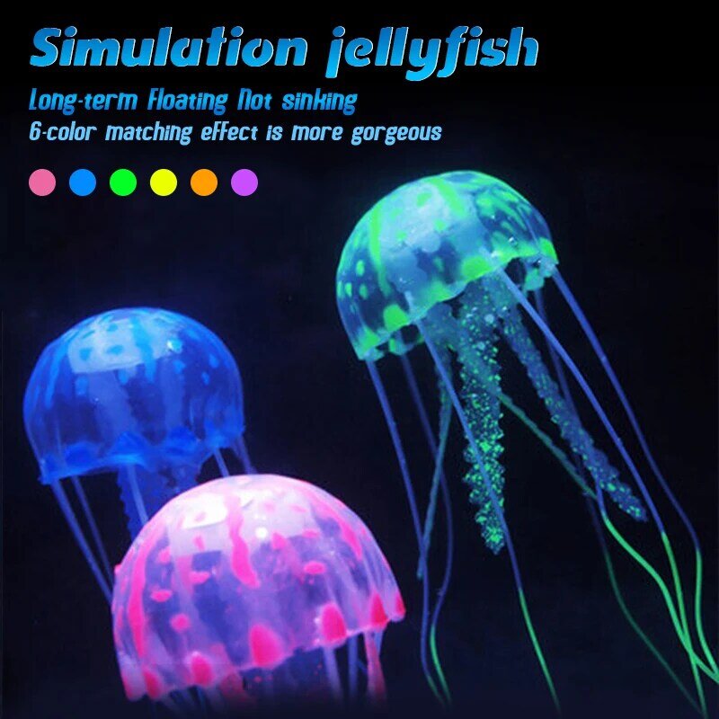 Acuario de medusas de simulación, decoración de paisajismo flotante, medusas coloridas fluorescentes para acompañar a los niños, juguete