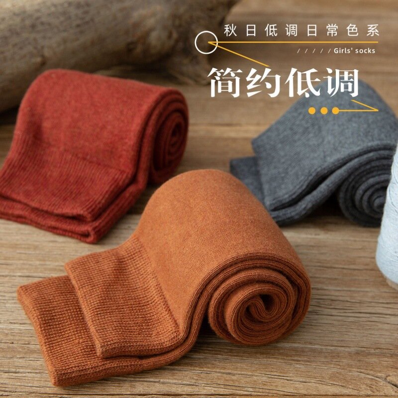 Vớ Dài Nữ Vớ Cotton Hữu Cơ Chắc Chắn Ấm Đùi Nữ Cao Cấp Bé Gái Thời Trang Đường Phố KhoÁc Trẻ Trung Phong Đầu Gối Bông Tai Kẹp