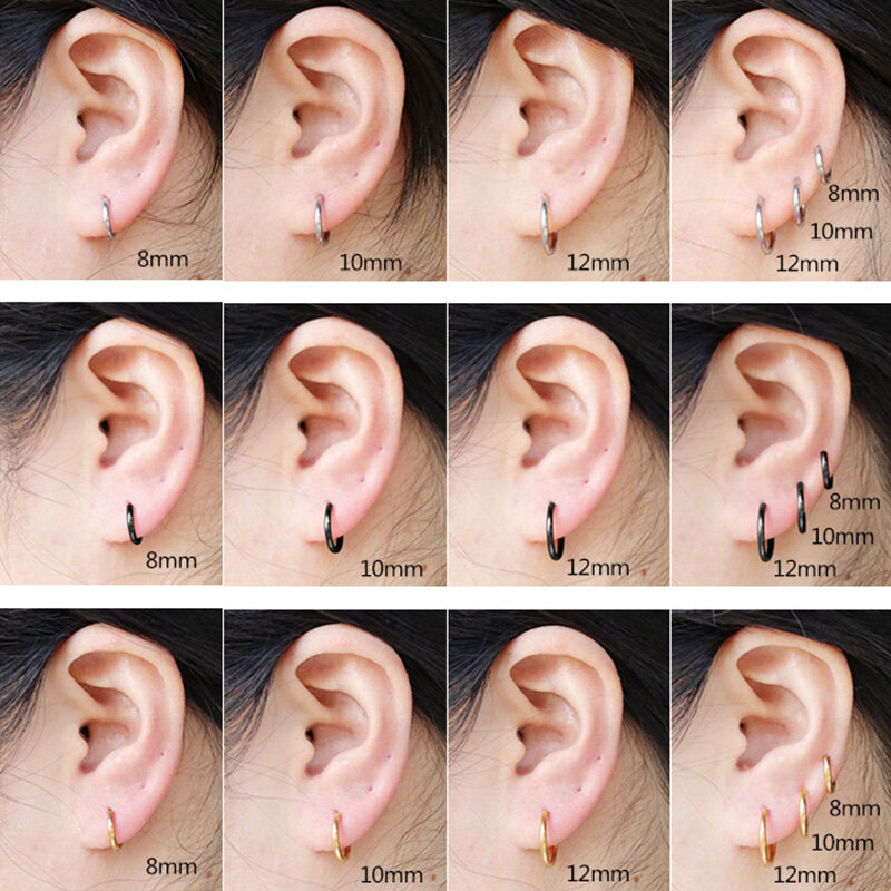 1 Pair Titanium Steel Mini Small Ear Circle Hoop Earrings For Men Womens 1.6mm Thin Ear Buckle Anti-allergic Non-fading Jewelry