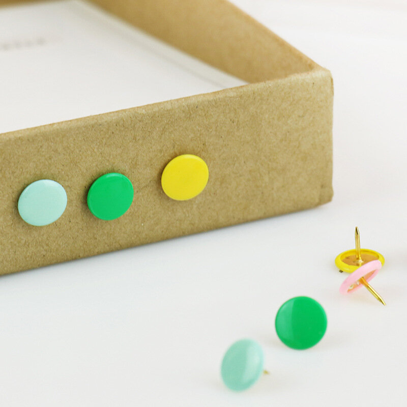Épingles à tête ronde en plastique multicolores, colorées, en forme de bouton, décoratives, pour les ongles, pour les études, 50 pièces/boîte