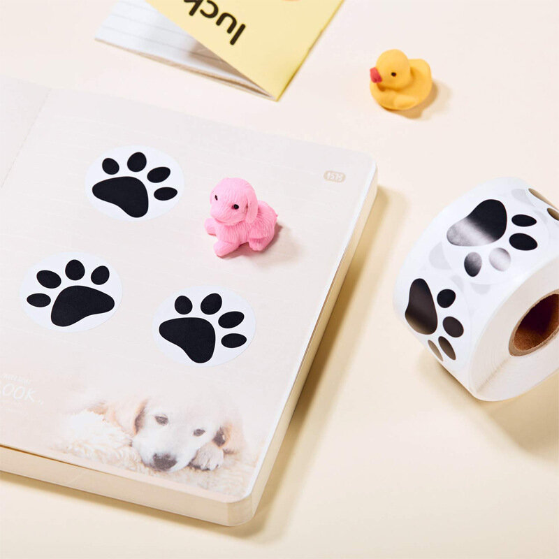 50-500 Buah Stiker Cetakan Kaki Hitam Stiker Label Cakar Anjing Kucing Beruang untuk Laptop Hadiah Stiker Alat Tulis Guru untuk Siswa