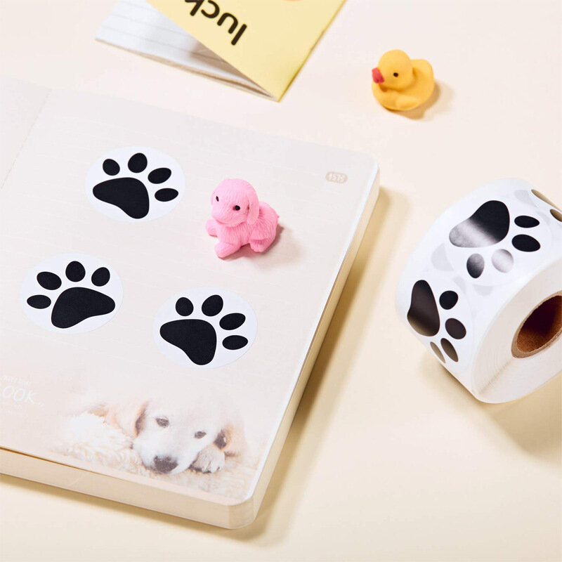 Black Paw Print Stickers para estudantes, etiquetas, papelaria, professor, laptop, professor, cachorro, gato, urso, 50-500pcs