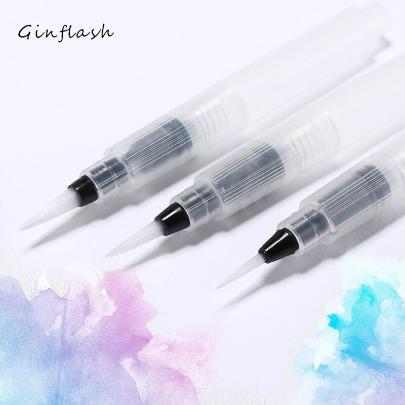 Ginflash Refillable Paint brush Water Brush Ink Pen  Water Color soft head Calligraphy watercolor paints Painting