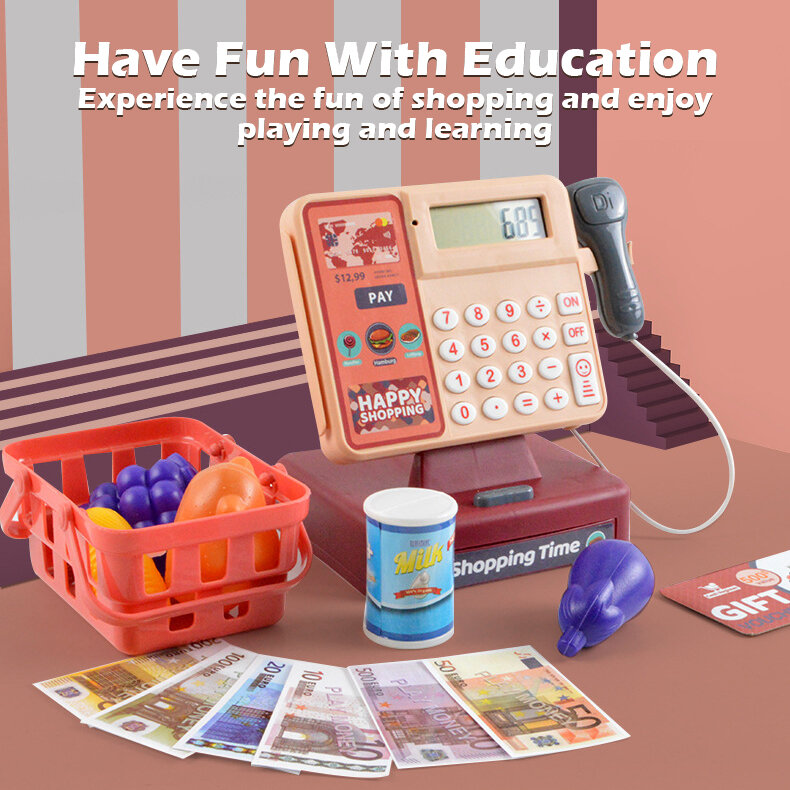 Caixa para crianças Mini Simulation, Cosplay infantil, Caixa registradora infantil, Puzzle Play Toy, Supermercado para meninas, Loja de brinquedos, Menina