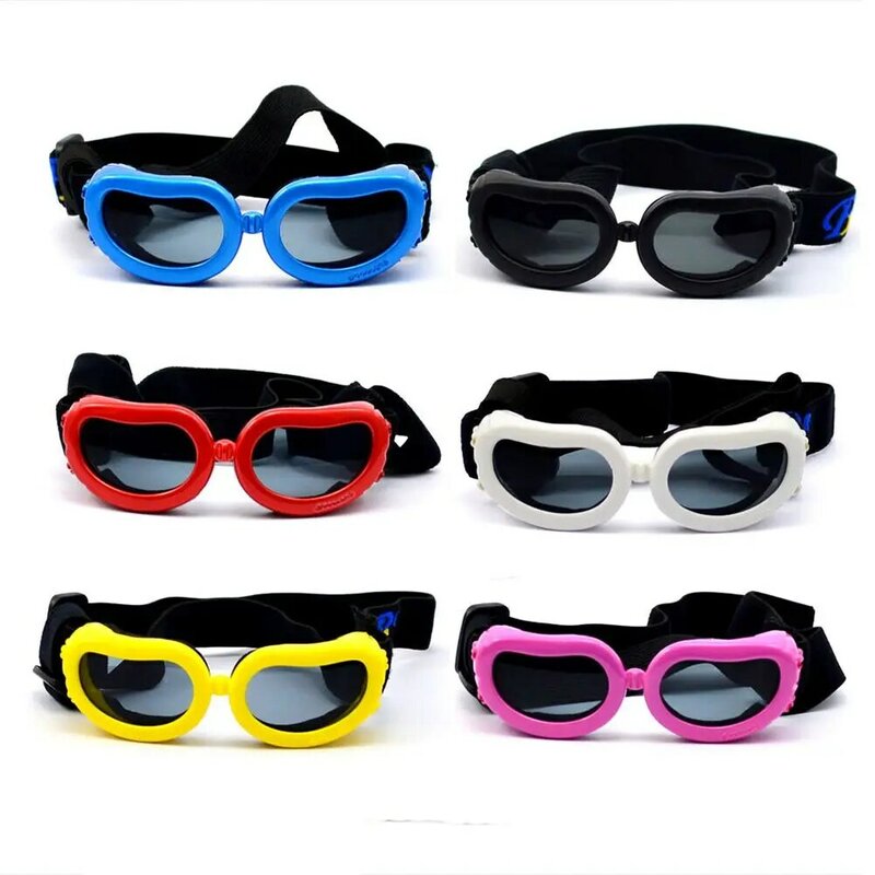 Солнцезащитные очки для маленьких собак, защита от УФ лучей, водонепроницаемые очки с регулируемыми плечевыми ремнями, ветрозащитные проти...