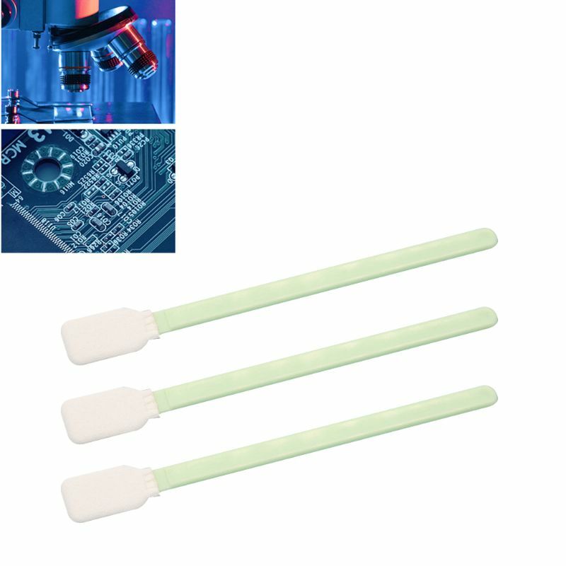 100Pcs/Set Double Layer Polyester Rectangular Head Cleaning Swabs Plastic Handle Dust-Free Industrial Paddle Sticks
