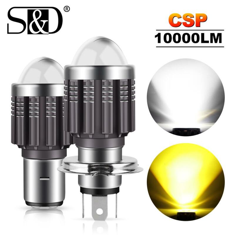 Ampoules de phare de Moto LED H4 H6 BA20D, lentille CSP, blanc, jaune, lampe Hi Lo, accessoires de Scooter, antibrouillard 12V, 10000lm