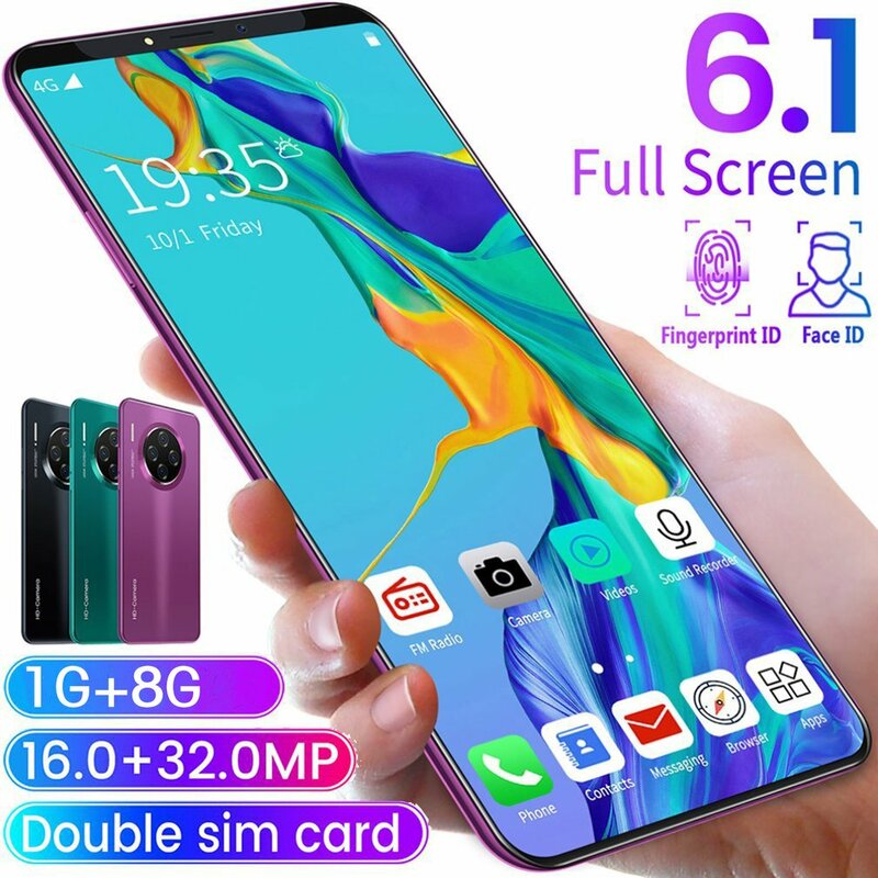6.1" Smartphone for Mate33 Pro Big Screen Android Phone Hd Display Hd Camera Twilight Streamline Shape Mobile Phone