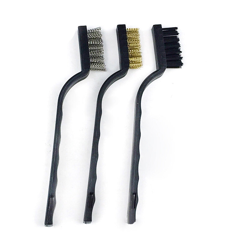 Escova de fio de cobre de aço inoxidável, conjunto de escovas para dentes remove ferrugem, ferramentas de limpeza de aço inoxidável metal metal nylon