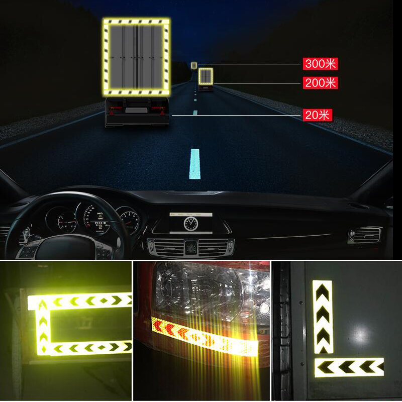 5cm X 25m/Roll Reflective Tape Stickers Car Styling Self-adhesive Tape PET Engineering Grade Barrier Trailer Tape
