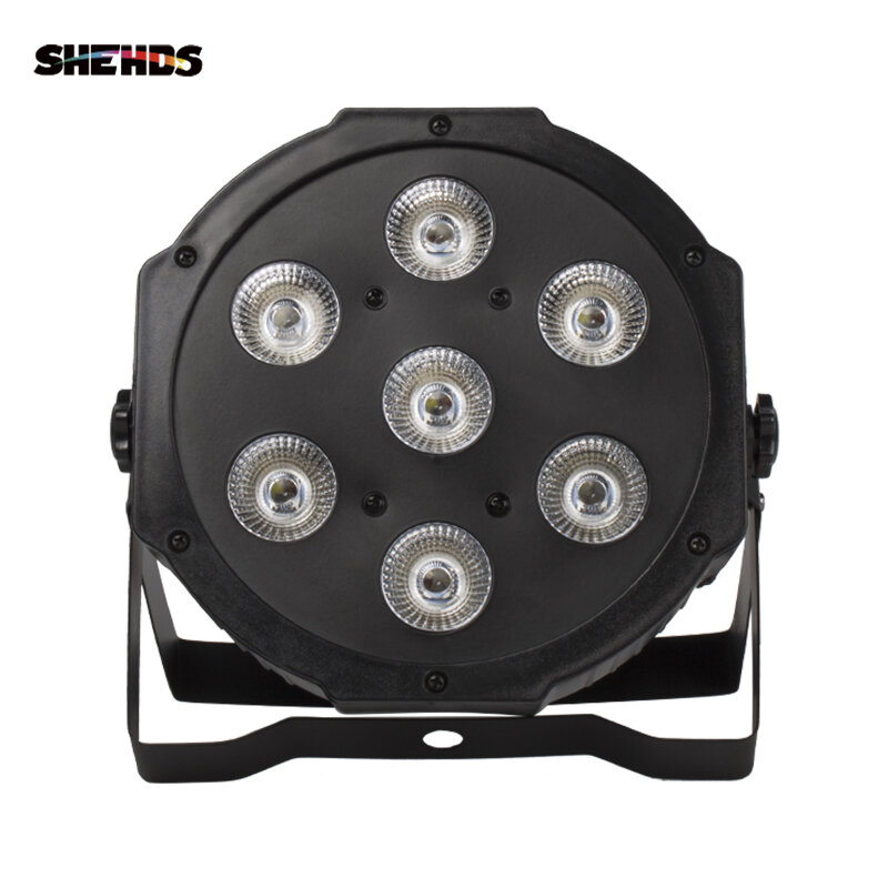 SHEHDS كشاف لمبات LED مسطح 7x18 واط RGBWA + UV ضوء DMX512 6-10CH ضوء المرحلة مصطربة للمنزل الترفيه المهنية المرحلة