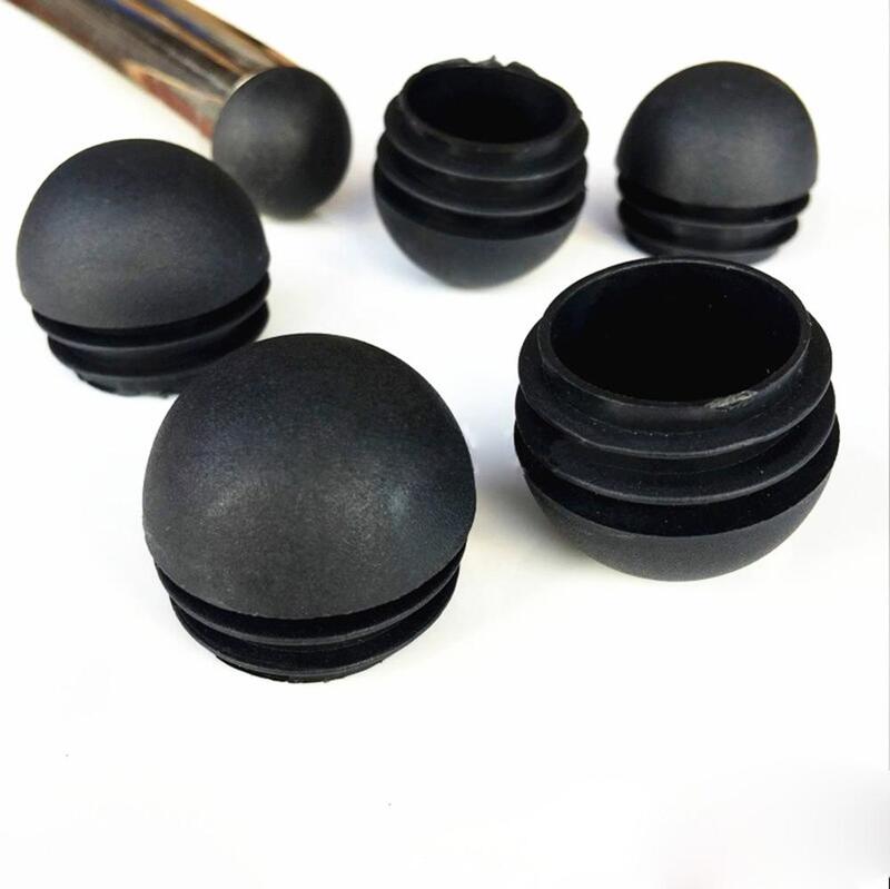 Tampas de plástico redondo domado preto, 5/10/peças tampas de tubo de inserções plugue 19 22 25 32mm
