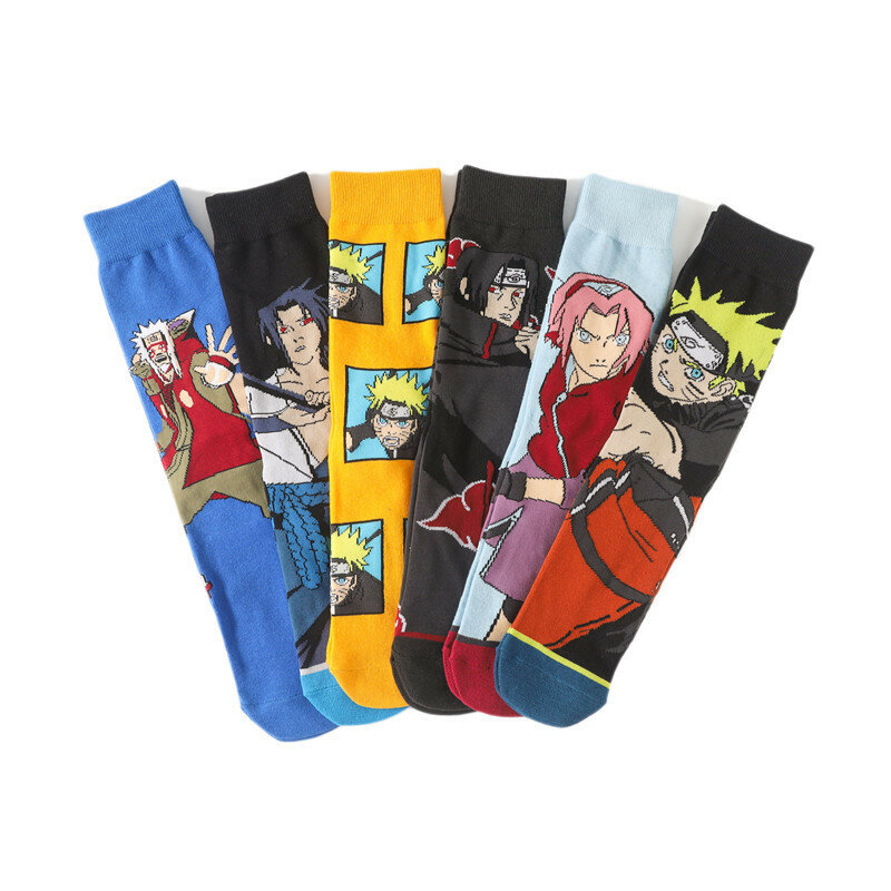 Calcetines de tubo de algodón con personalidad de dibujos animados para hombres y mujeres, medias de tendencia, Cosplay de Anime Ninja