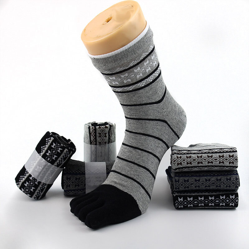 Calcetines tobilleros de algodón orgánico para hombre, calcetín de cinco dedos, transpirable, desodorante, Harajuku, marca