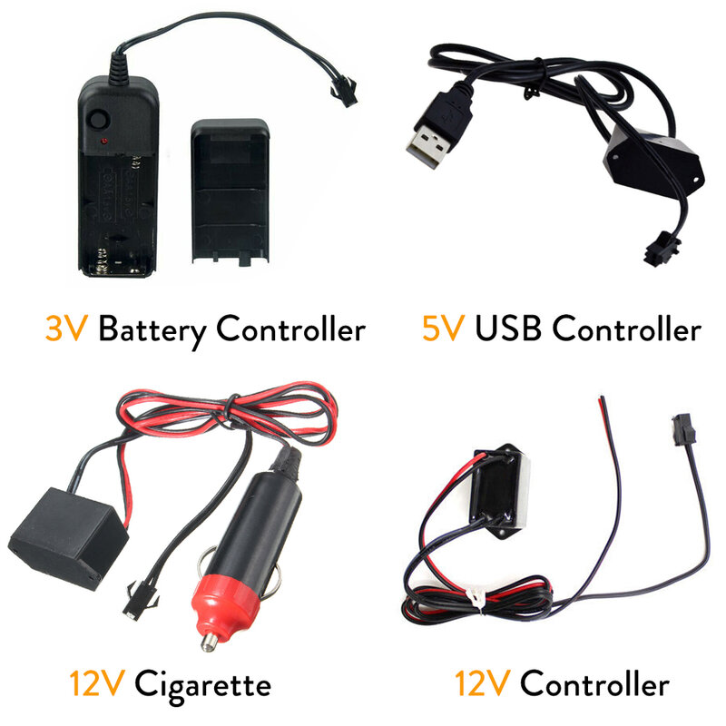 LED装飾用USB付きネオングローケーブル,3V,12V,1m-5m,アダプター付き,車,ダンス用の柔軟なLEDストリップ