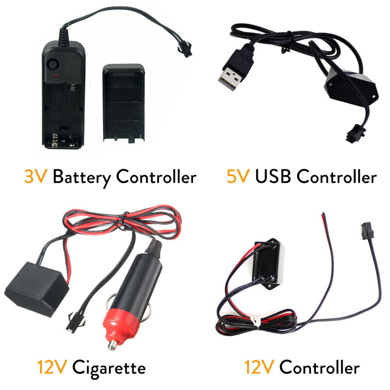 3V Baterai Dioperasikan 5V USB 12V 1M-5M Neon Cahaya EL Kawat Tali dengan Adaptor Fleksibel LED Strip untuk Pesta Mobil Menari Suasana Dekorasi