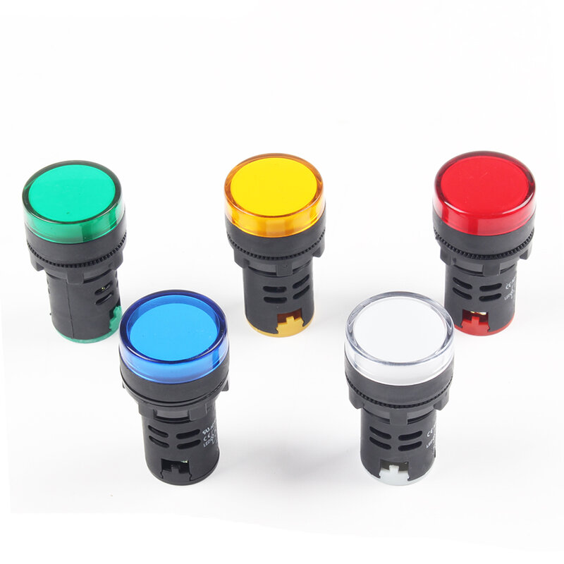Luz indicadora de potencia de plástico Ad16, 22 AD16-22, 5 colores, AC220V, 22mm, tamaño de montaje, lámpara indicadora LED