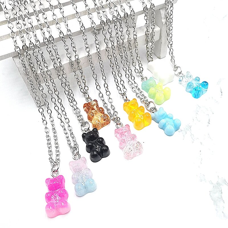Ожерелья ручной работы, 33 цвета, Милые ожерелья Judy Cartoon цепь "Медведь", подвеска "Конфета" для женщин и девочек, повседневные украшения, подарки Вечерние