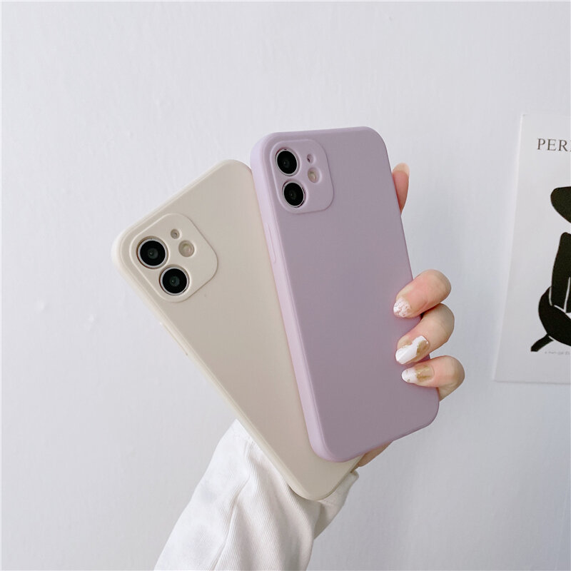 Casing Ponsel Warna Permen Silikon Lembut untuk iPhone 11 12 Pro Max 13Mini XS X XR 7 8 Plus SE2020 Matte Penutup Anti Benturan Ultra Tipis