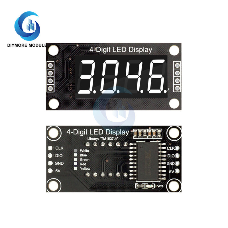 0.36 Inch 0.36" 4-Digit Digital Display Tube Decimal 7 Segments TM1637 LED Module Board for Arduino Red Green Yellow Blue White