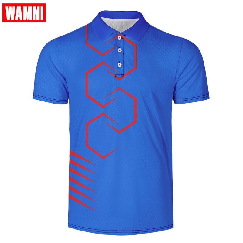 WAMNI 3D  Shirt Casual Sport Wear Tennis T Shirt Turn-down Collar Raglan Male Harajuku High Quality Button 