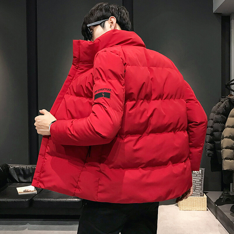 Новая молодежная трендовая корейская модная куртка с воротником-стойкой и хлопковой подкладкой универсальная куртка мужская зимняя теплая куртка с хлопковой подкладкой для студентов