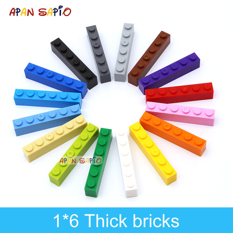 Блоки для Детского конструктора, 1 х6 точек, плотные, совместимые с 3009, 40 шт.