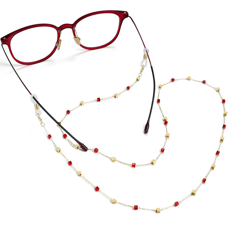 2021 nova moda metal cobre link óculos de sol máscaras correntes feminino geométrico quadrado cristal óculos cordão jóias