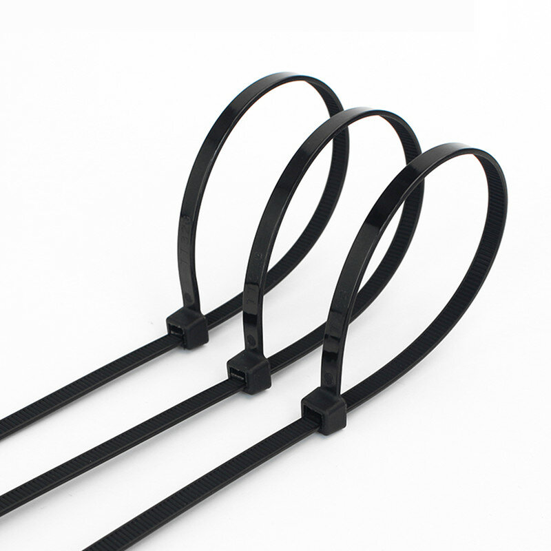 100 pces auto-travamento plástico laço de náilon preto cinta de fixação cabo-laço-conjunto fecho de correr anel de fixação fecho de correr envolve cinta tie