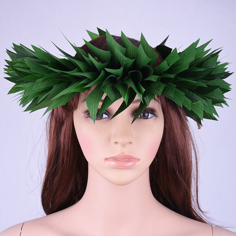 Повязка на голову HL00016B, 25 шт./лот, искусственные листья Ti ручной работы, украшение для Гавайских танцев